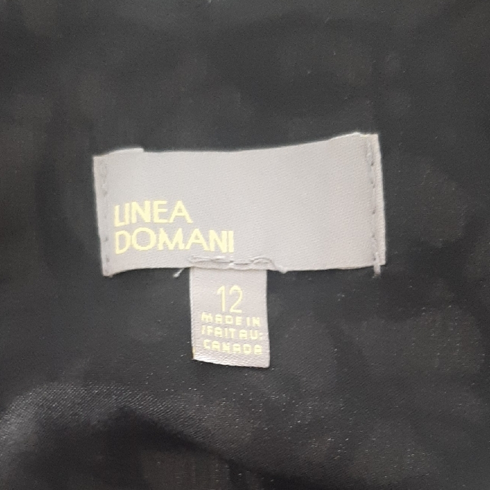 LINEA DOMANI🤍Elegant Monochrome Floral Midi Dress with LACE HEM UNDERLAY Sz 12 - Picture 9 of 11